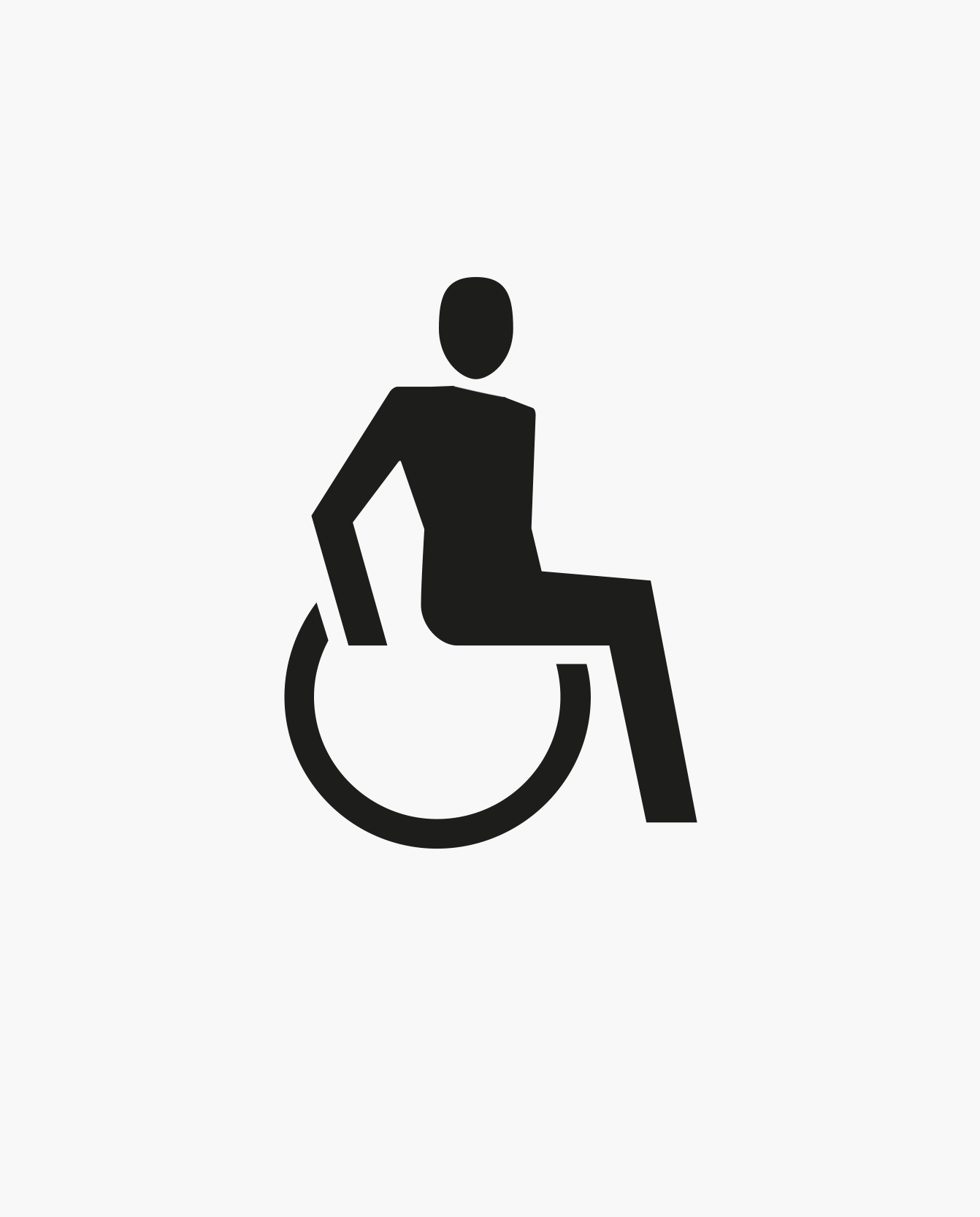 Pictogram of a person in wheelchair, self-determined and active in body expression