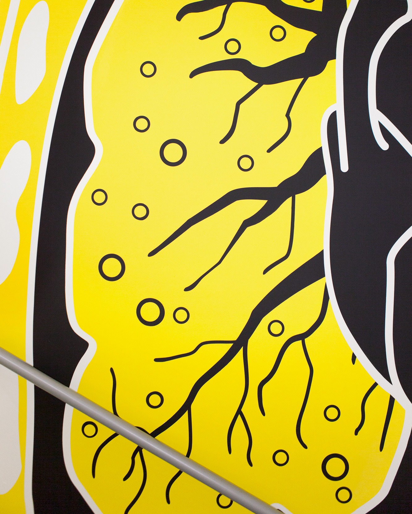 Detail Illustration in schwarz und gelb mit Handlauf