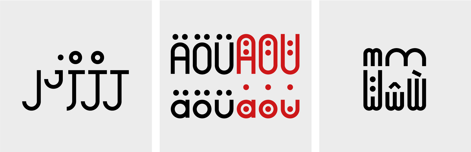 Schriftspielerei mit der Typeface mono to go, verschiedene Buchstaben