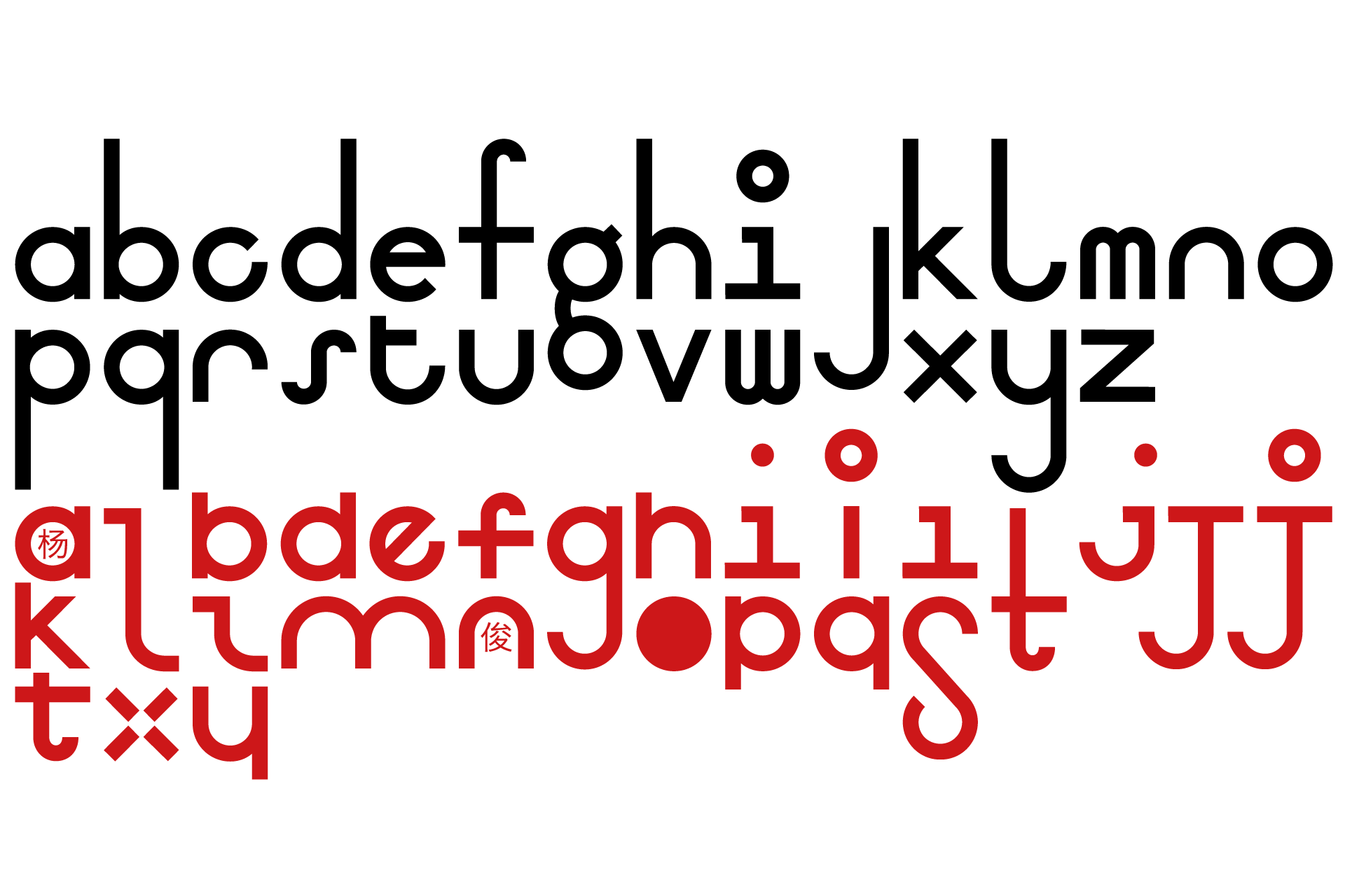 Kleinbuchstaben aus der Schriftfamilie mono to go