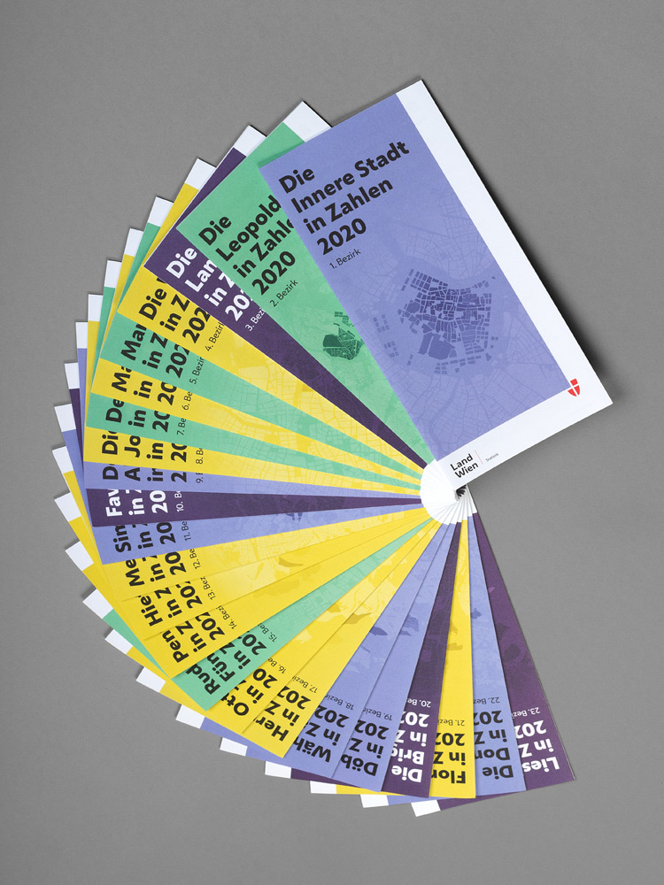 Brochures of the individual districts laid out as a fan